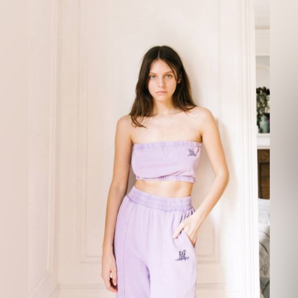 BERSHKA BANDEAU TOP WITH EMBROIDERY